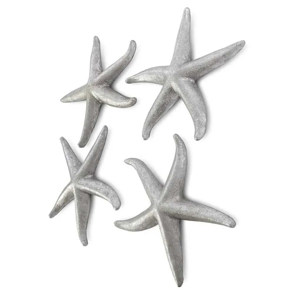 Xerxes Medium Starfish Wall Sculpture Set - Silver Leaf, Resin