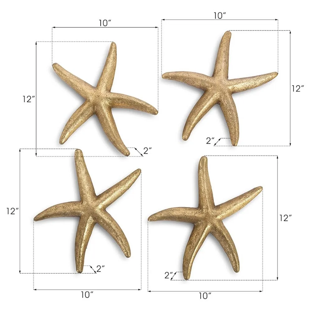 Xerxes Small Starfish Wall Sculpture Set - Gold Leaf, Resin