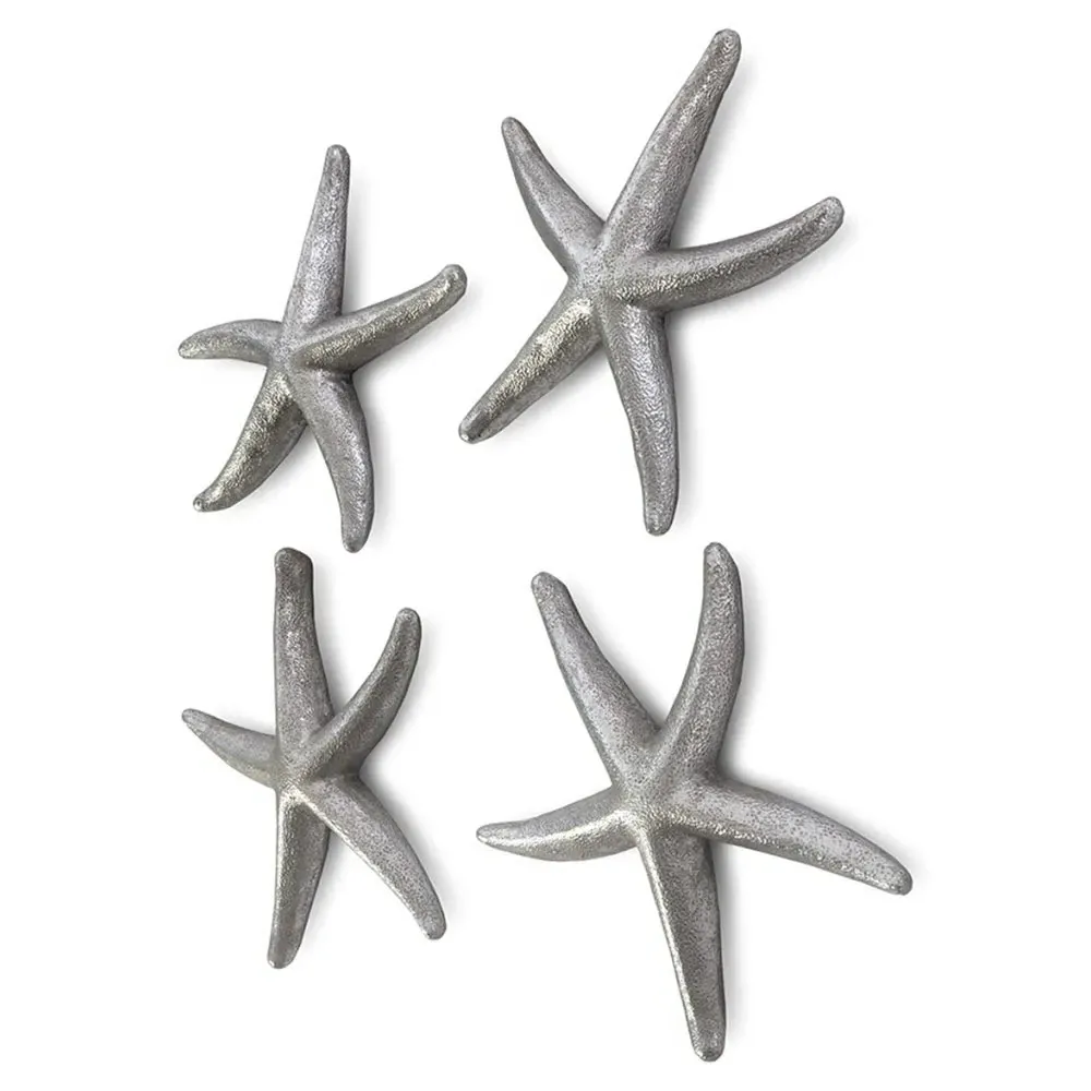 Xerxes Small Starfish Wall Sculpture Set - Silver Leaf, Resin