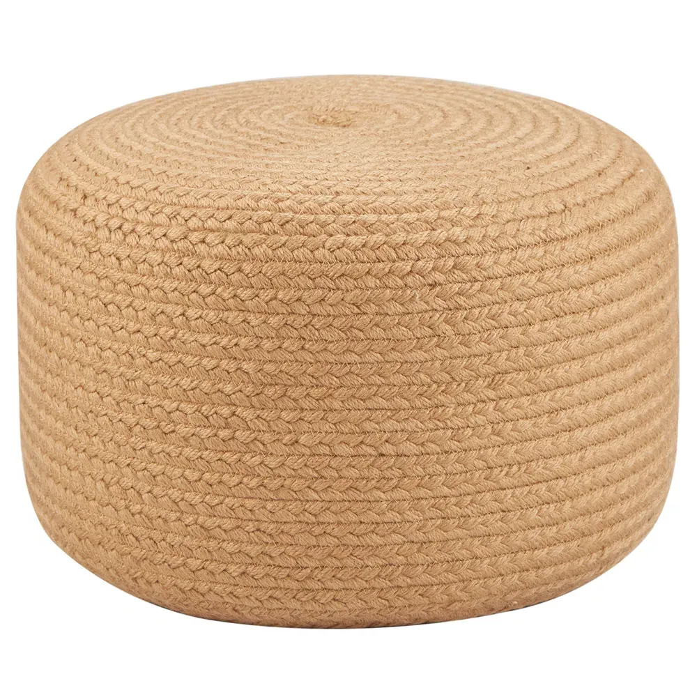 Yana Round Outdoor Pouf - Light Brown, Polyester image