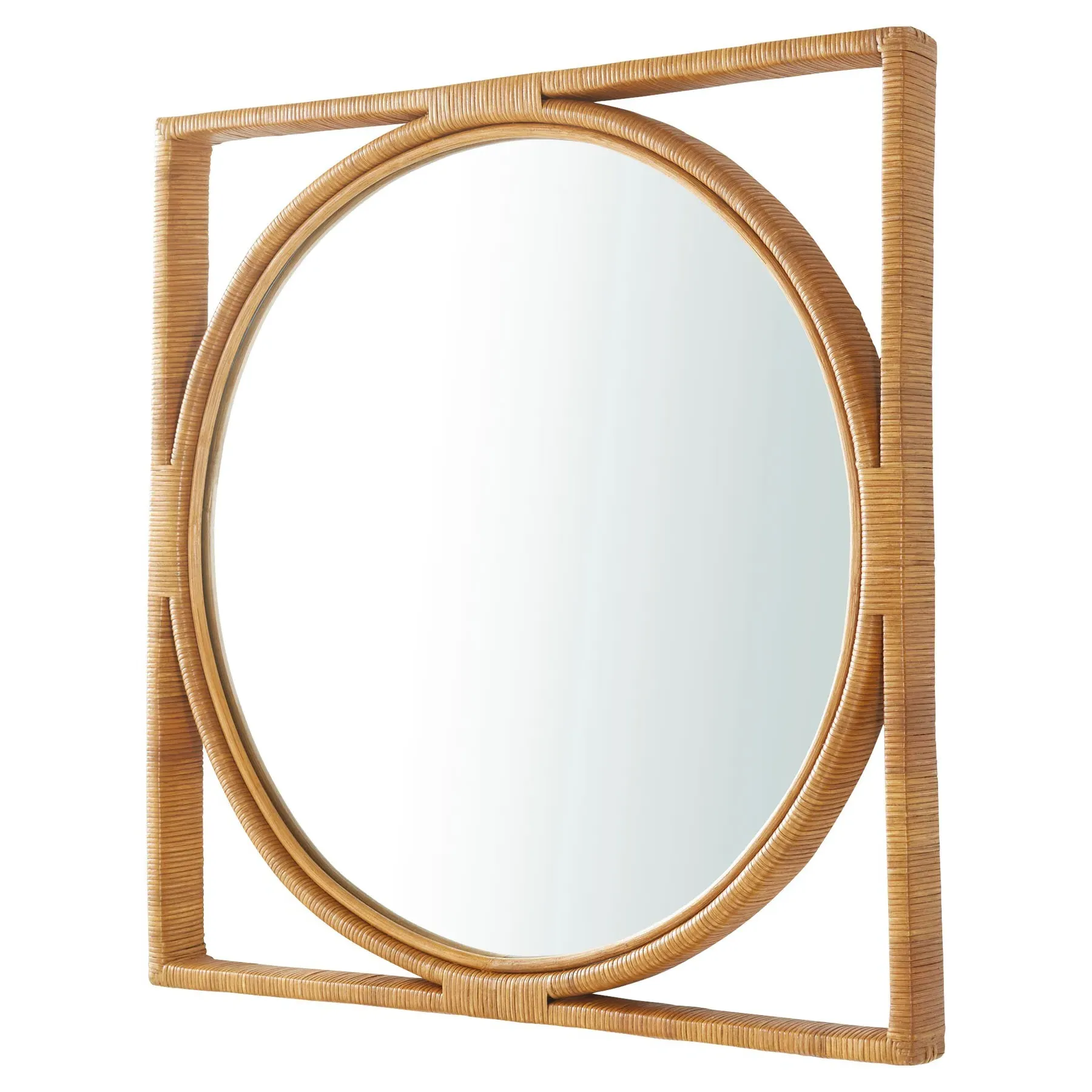 Yara Large Wall Mirror - Brown, Rattan