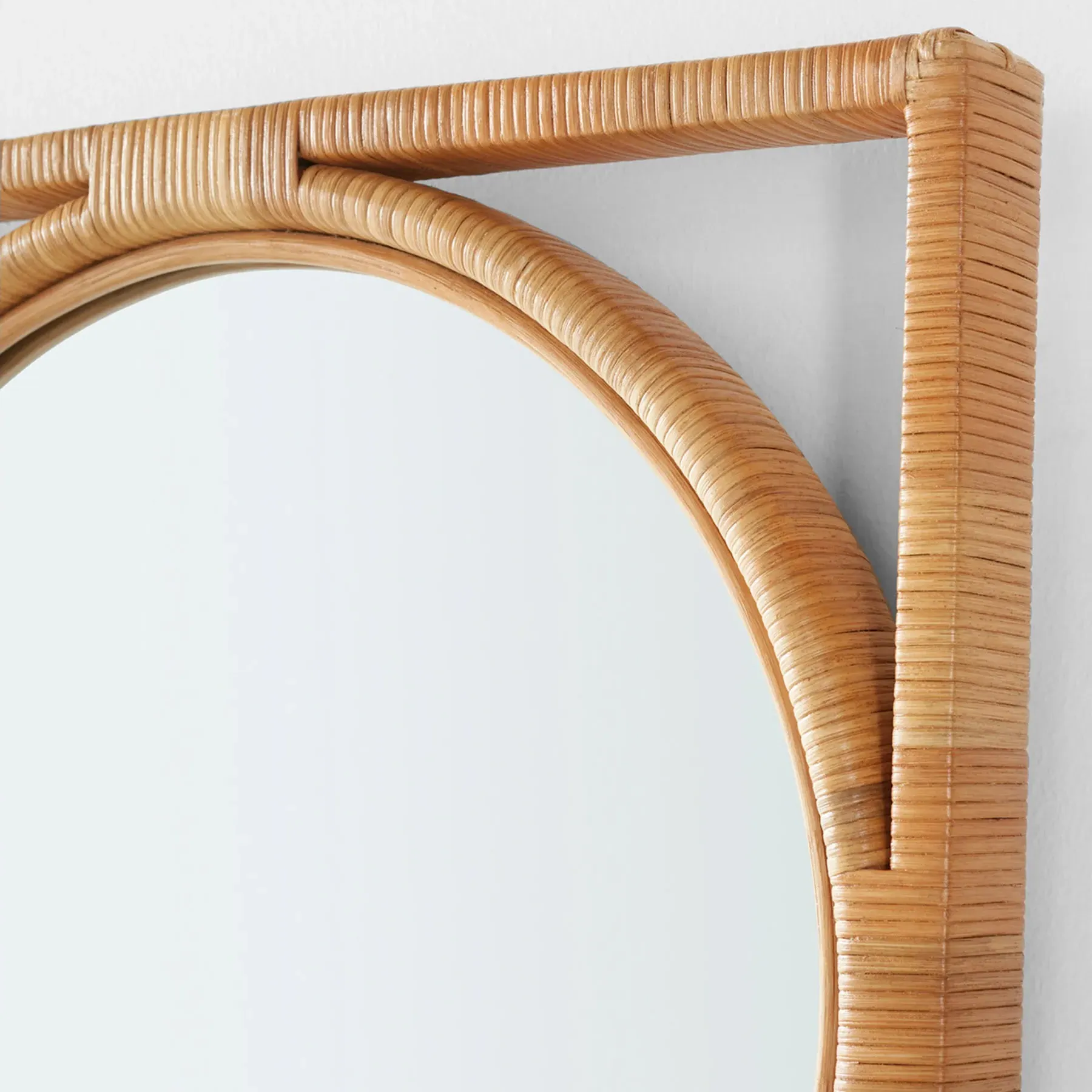 Yara Large Wall Mirror - Brown, Rattan