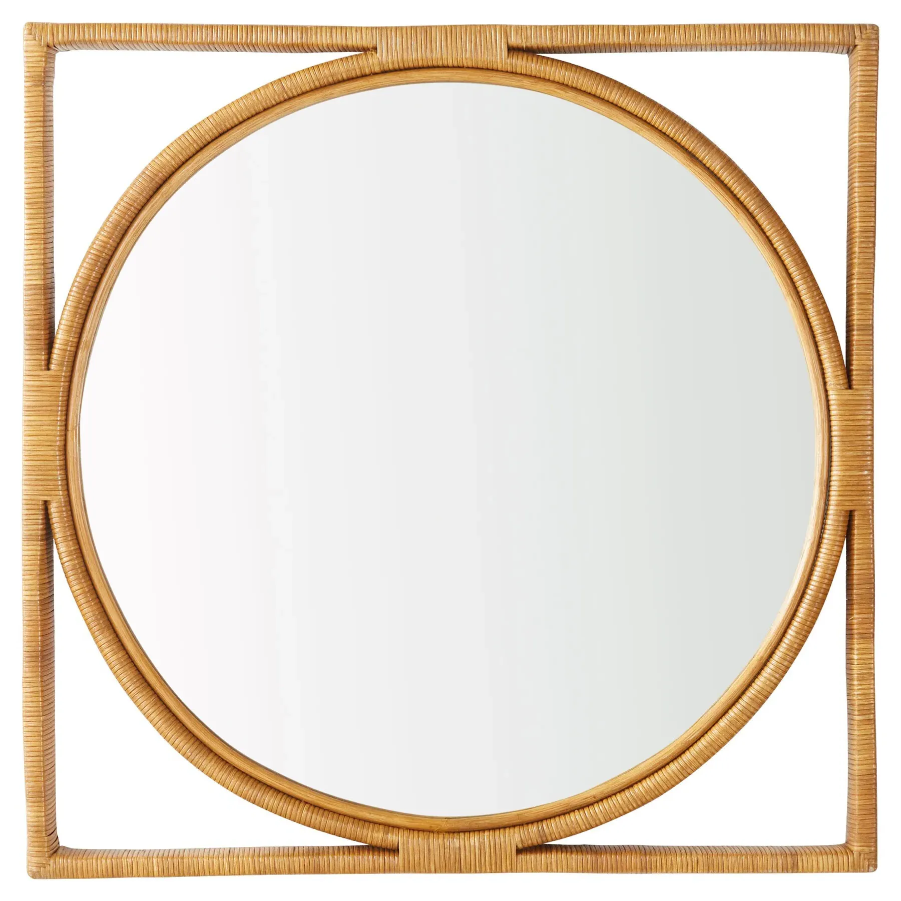 Yara Large Wall Mirror - Brown, Rattan