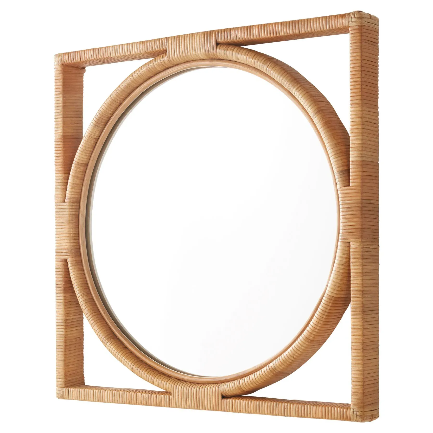 Yara Small Wall Mirror - Brown, Rattan