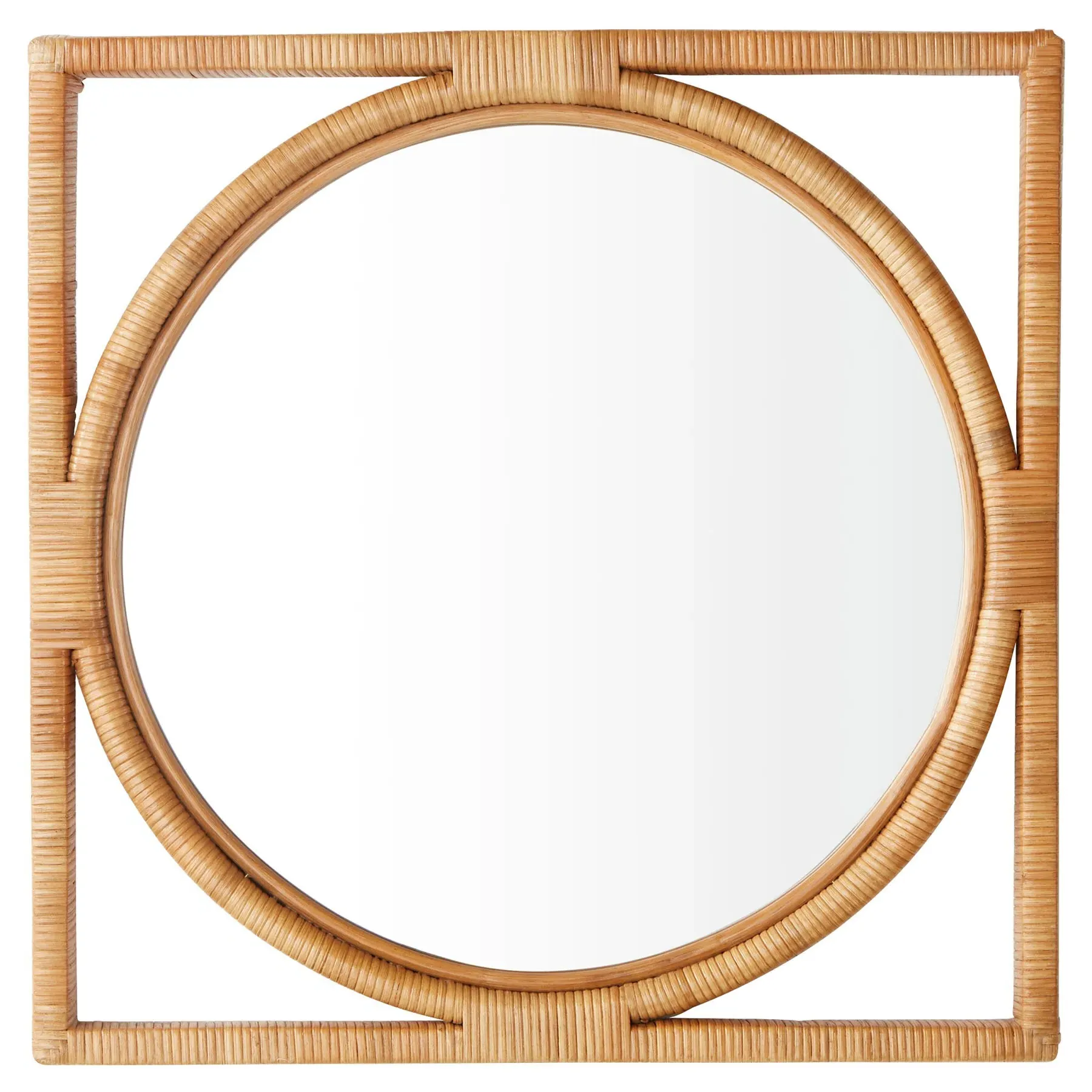 Yara Small Wall Mirror - Brown, Rattan image
