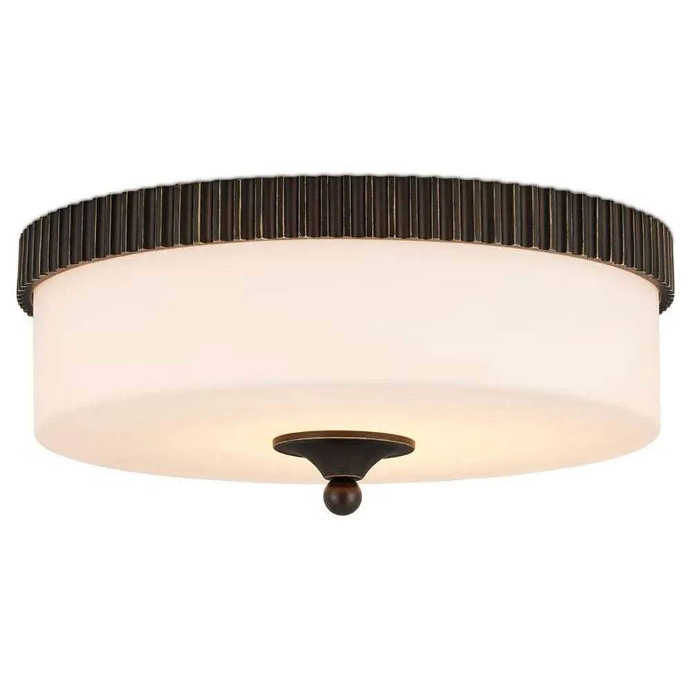 Yarra Ribbed Flush Mount Light - Bronze, Glass