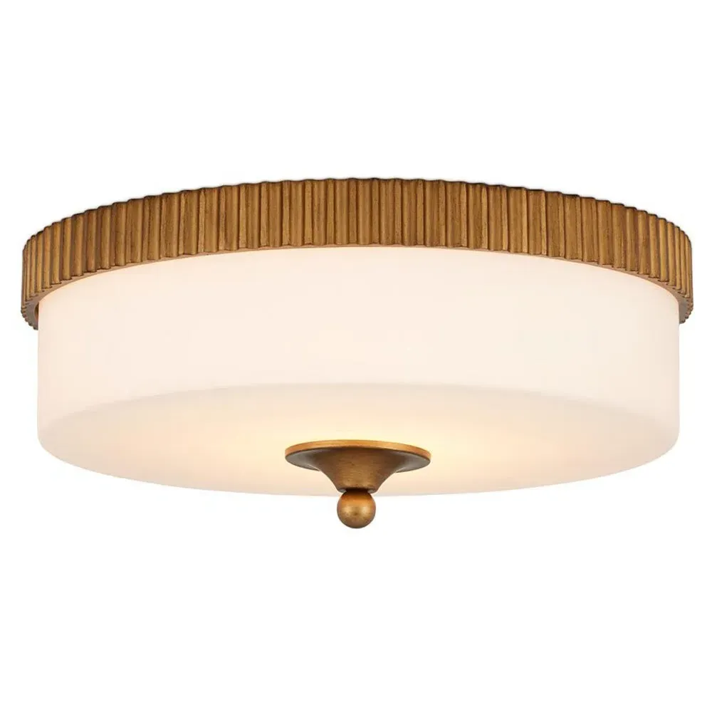 Yarra Ribbed Flush Mount Light - Gold, Glass