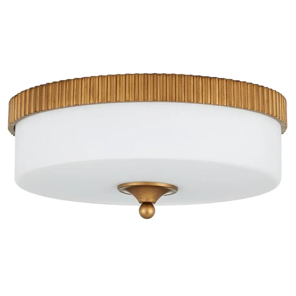 Yarra Ribbed Flush Mount Light - Gold, Glass