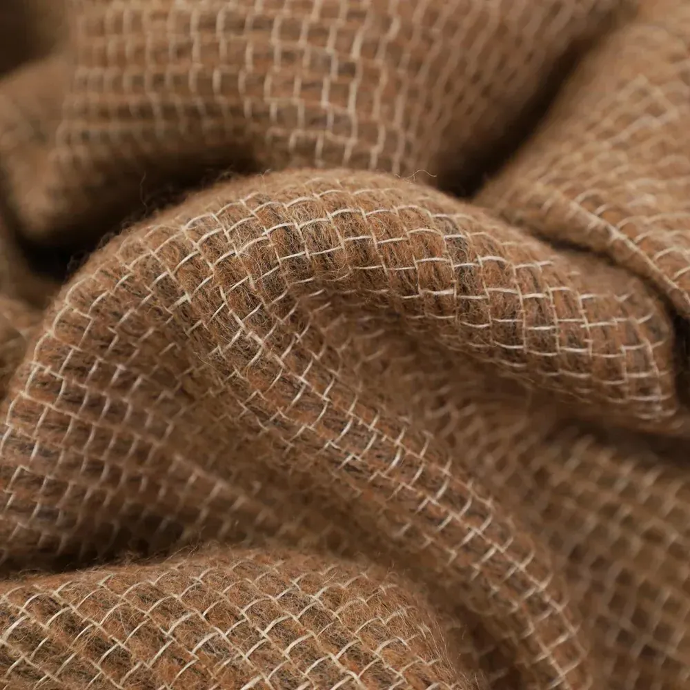 Yasmin Woven Throw Blanket - Light Brown, Alpaca