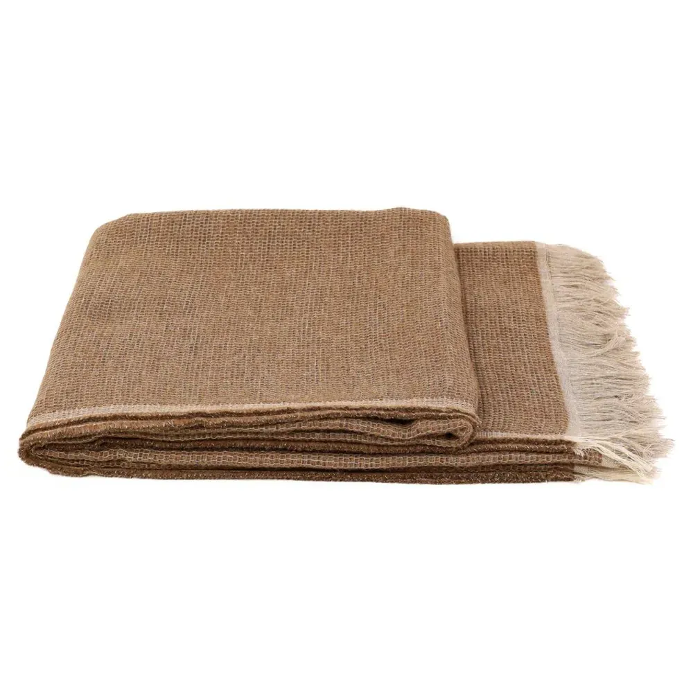 Yasmin Woven Throw Blanket - Light Brown, Alpaca