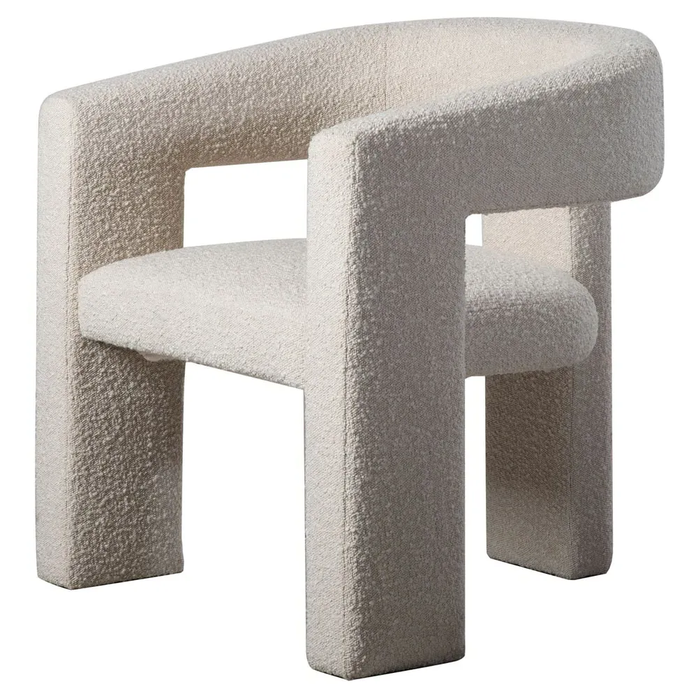 Yelena Upholstered Boucle Barrel Chair - White