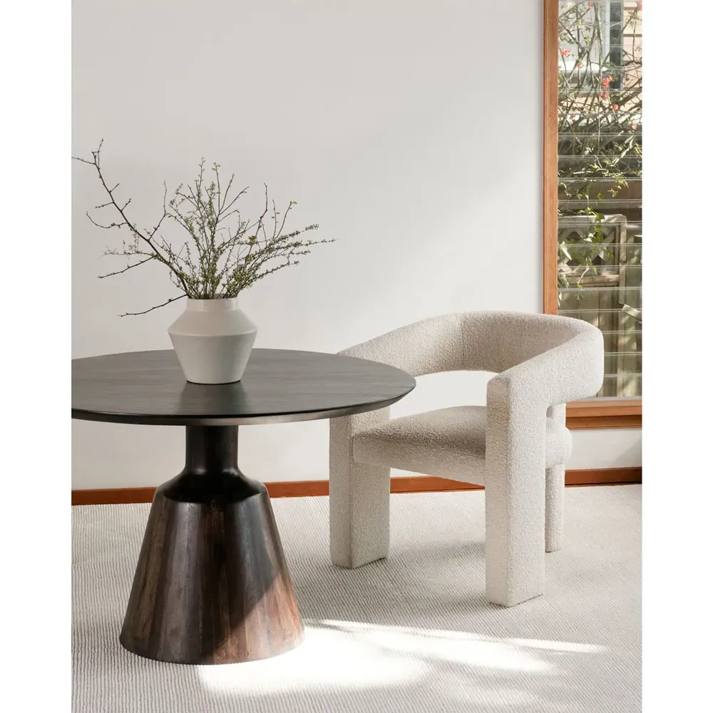 Yelena Upholstered Boucle Barrel Chair - White