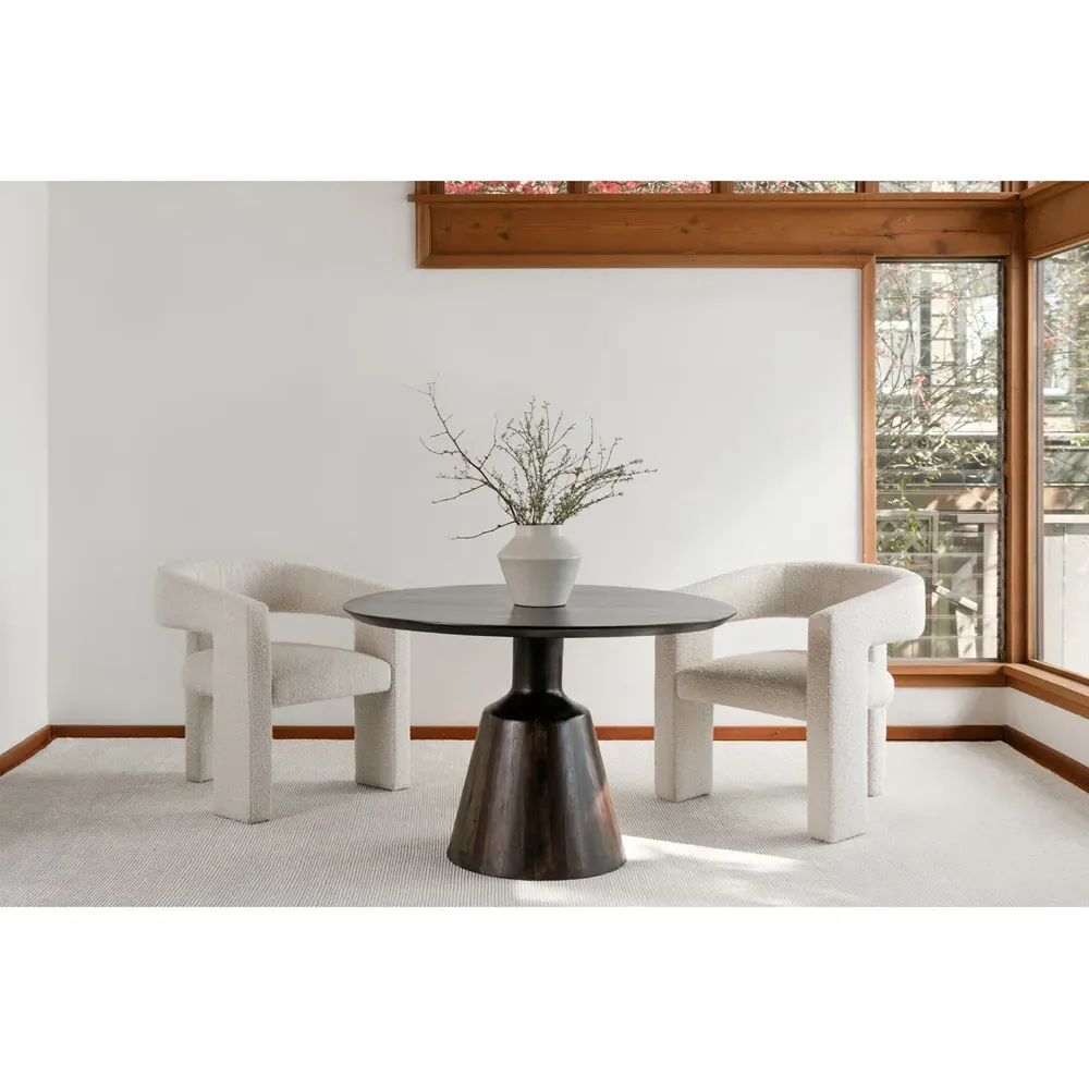 Yelena Upholstered Boucle Barrel Chair - White