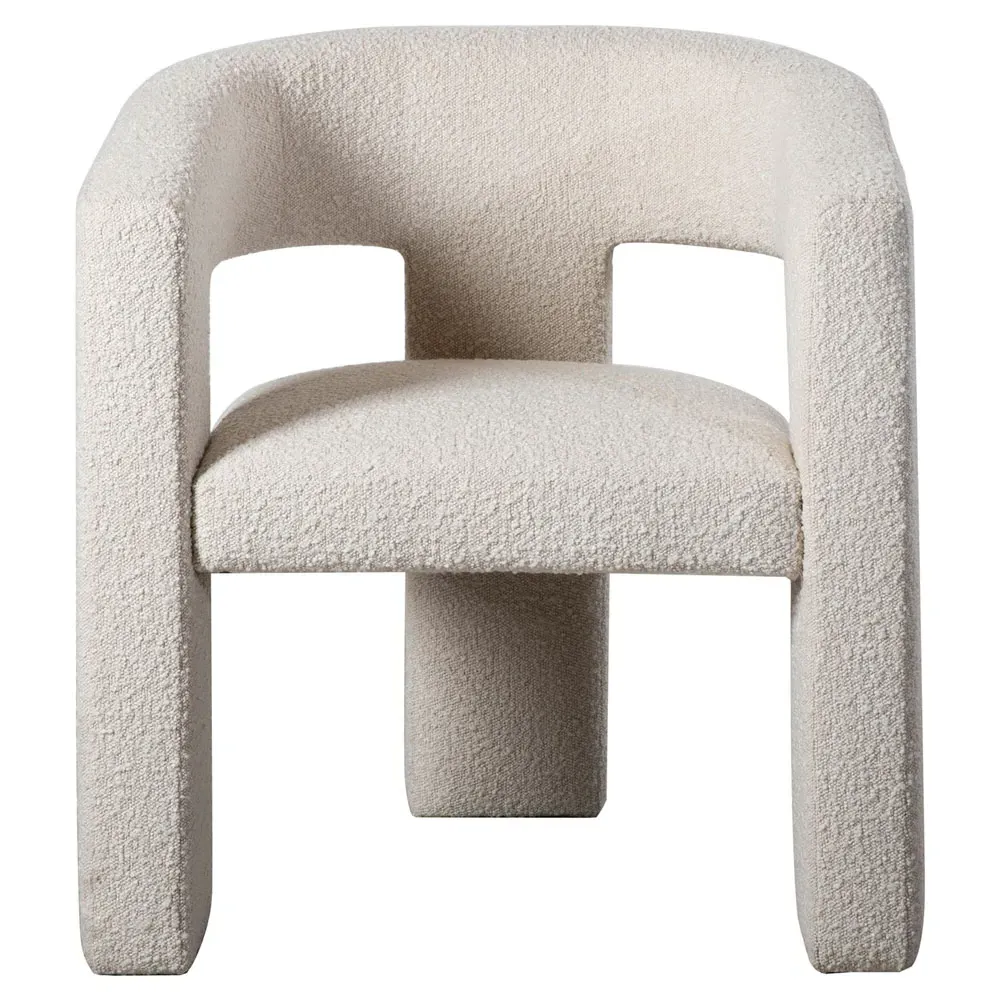 Yelena Upholstered Boucle Barrel Chair - White