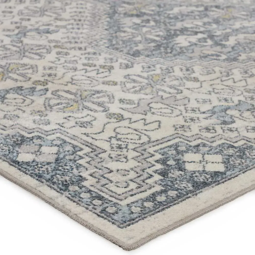 Yohan Medallion Patterned Washable Rug - Blue, Polyester