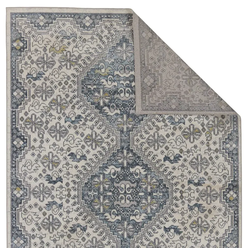 Yohan Medallion Patterned Washable Rug Sample - Blue, Polyester
