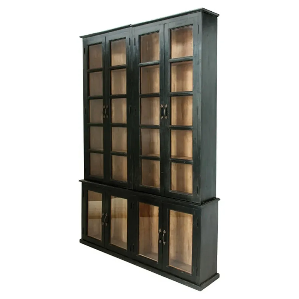 Ysabel Rustic Lodge Glass Cabinet - Black, Mango Wood