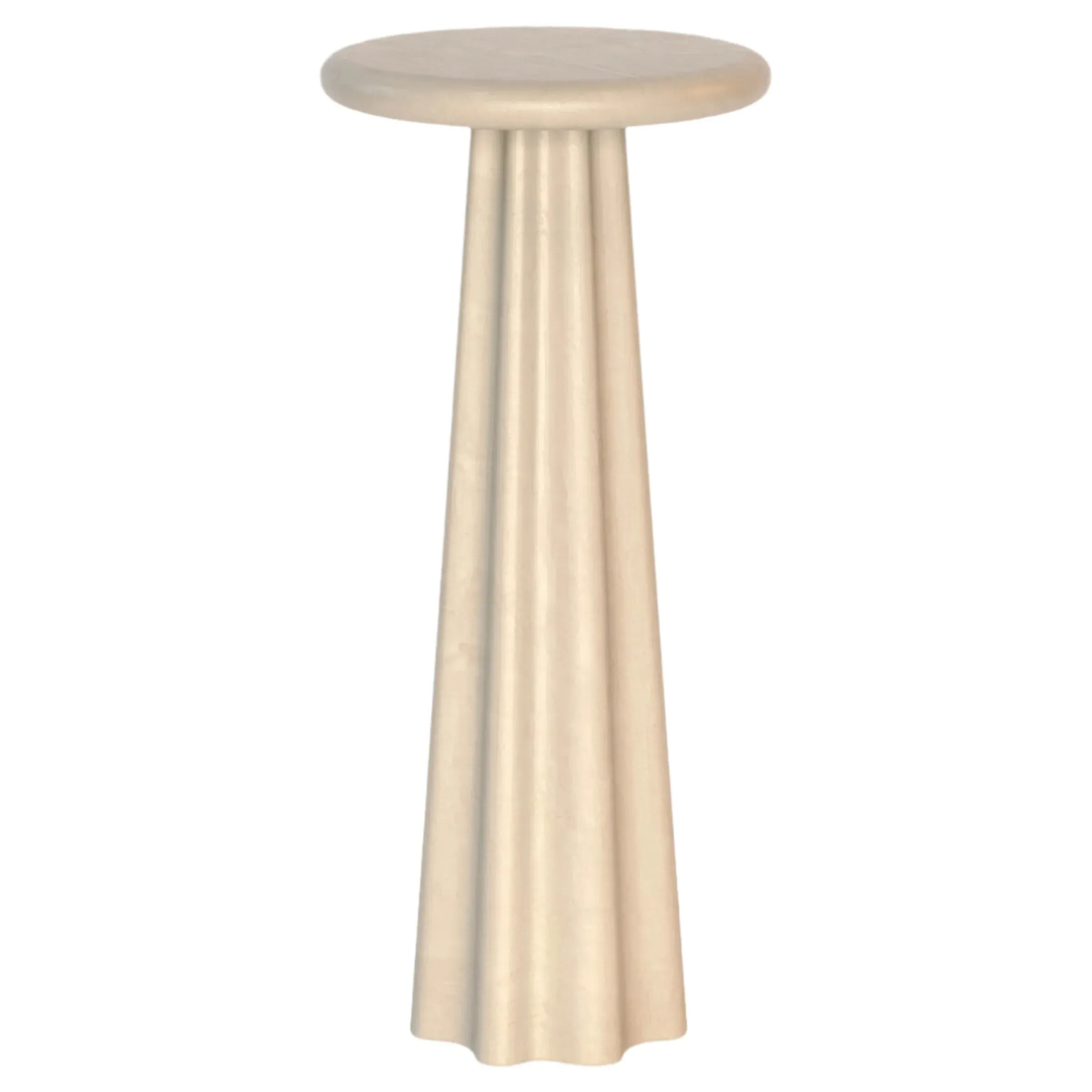 Ysella Round Pedestal Outdoor Drink Table - Beige, Concrete image