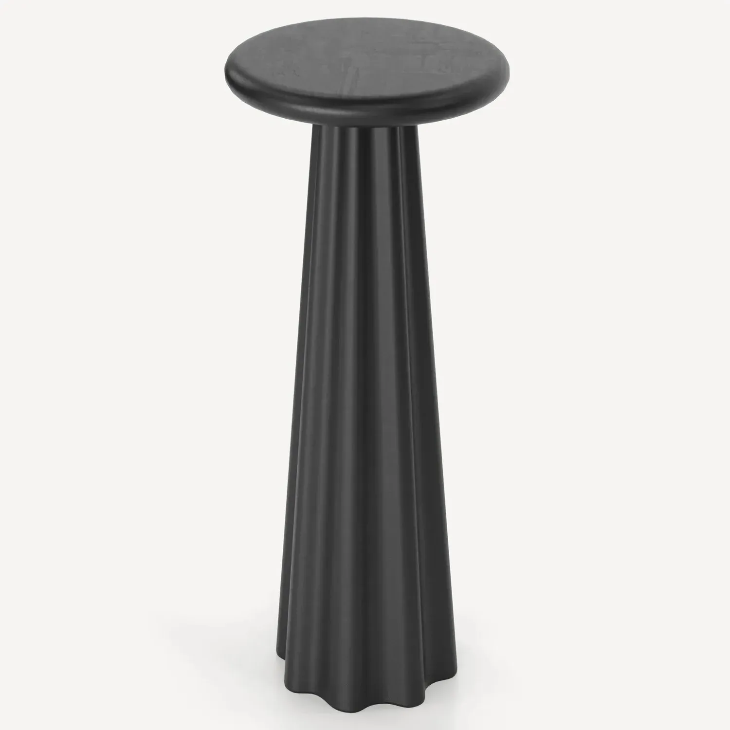 Ysella Round Pedestal Outdoor Drink Table - Black, Concrete