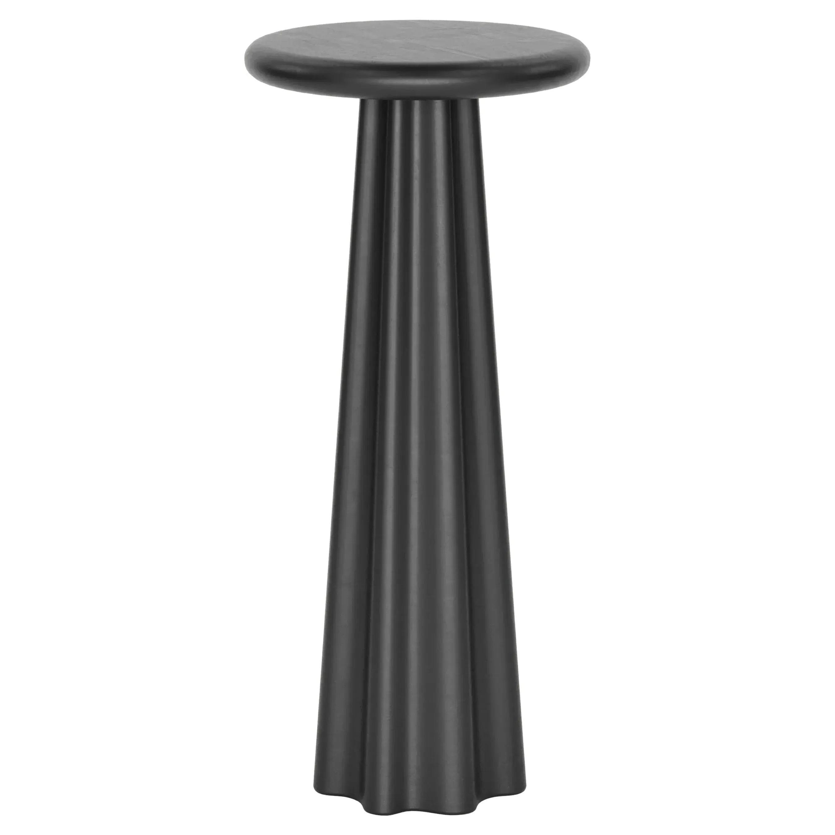 Ysella Round Pedestal Outdoor Drink Table - Black, Concrete