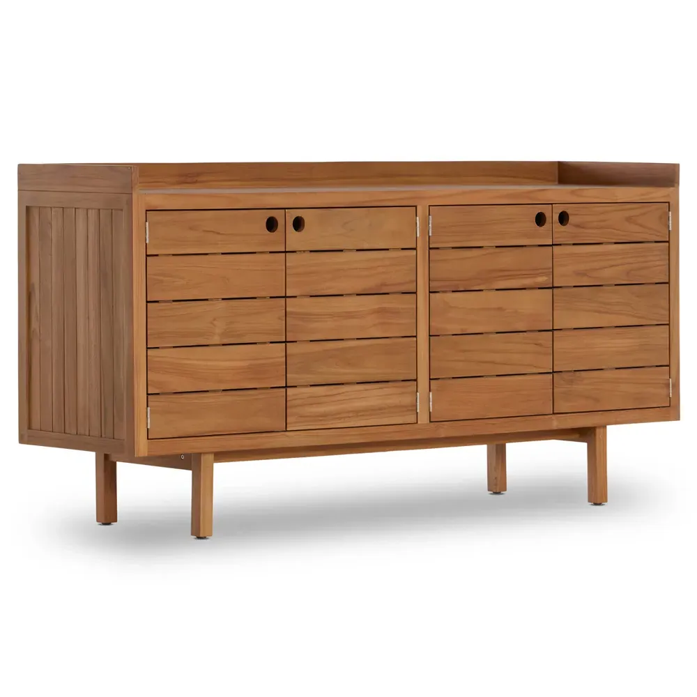 Yulla 4 Door Outdoor Sideboard - Natural, Teak Wood