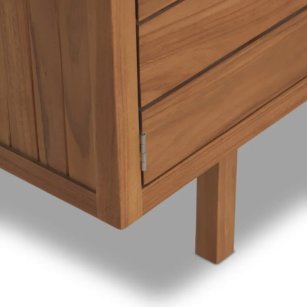 Yulla 4 Door Outdoor Sideboard - Natural, Teak Wood