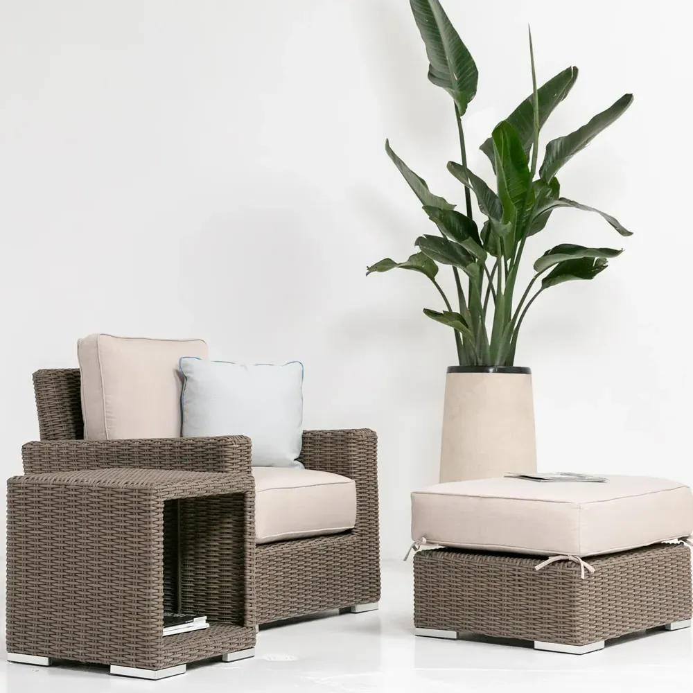 Yuna Outdoor Club Arm Chair - Brown, Wicker