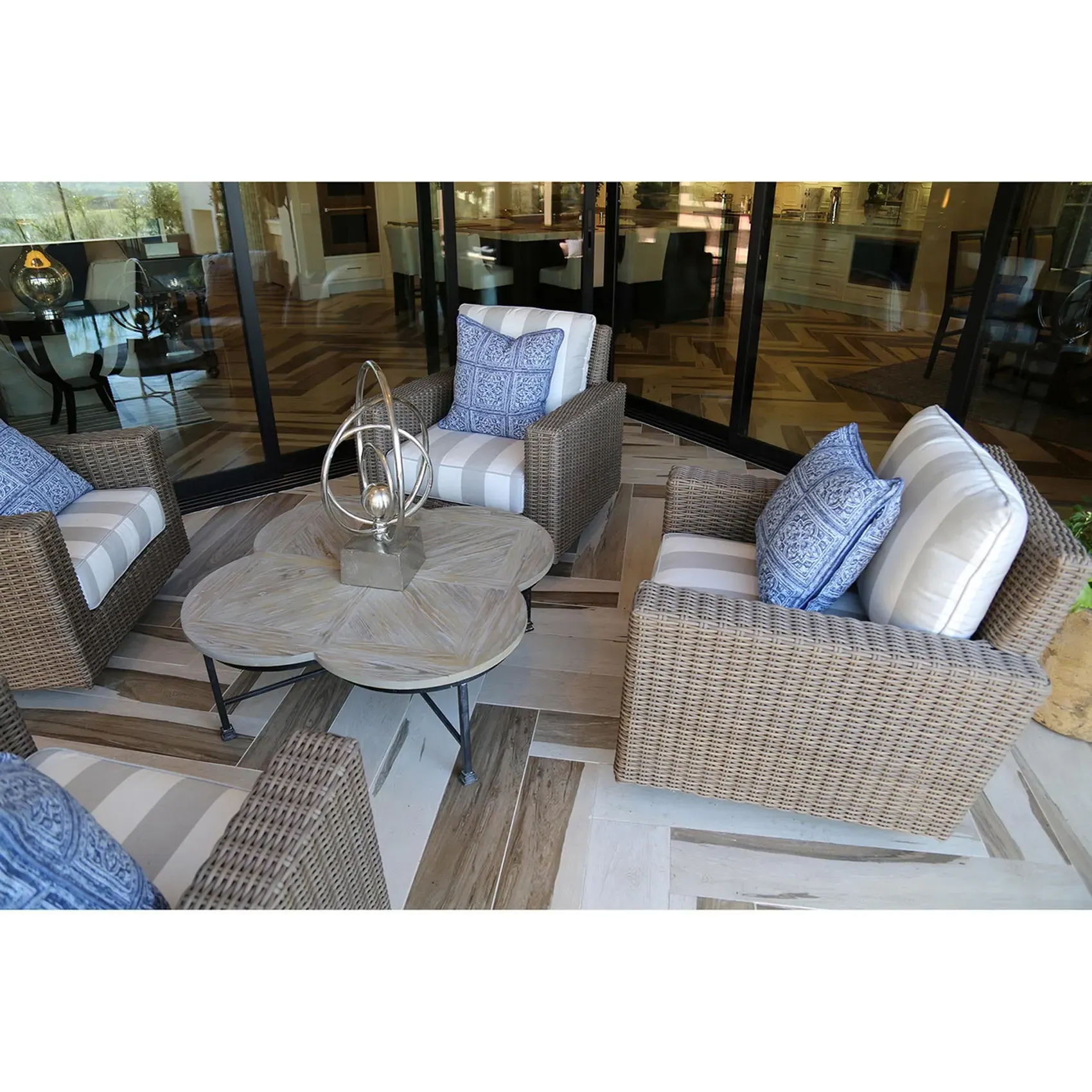 Yuna Outdoor Swivel Rocker Chair - Brown, Wicker