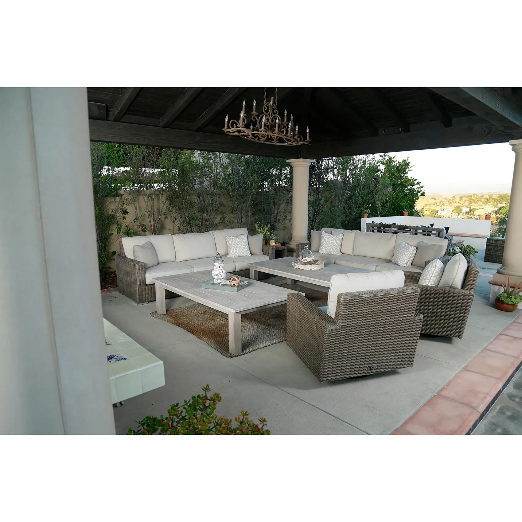 Yuna Outdoor Swivel Rocker Chair - Brown, Wicker