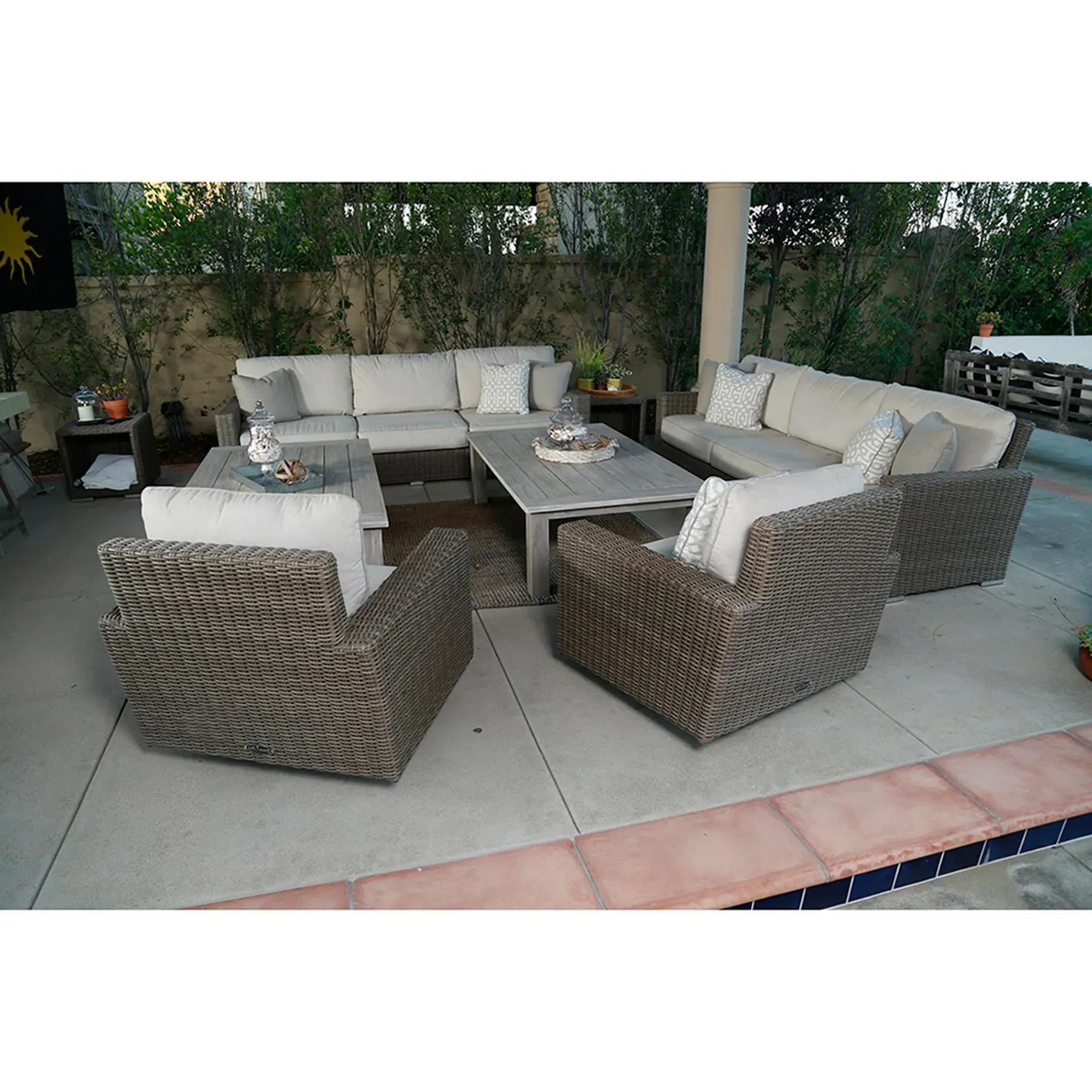 Yuna Outdoor Swivel Rocker Chair - Brown, Wicker