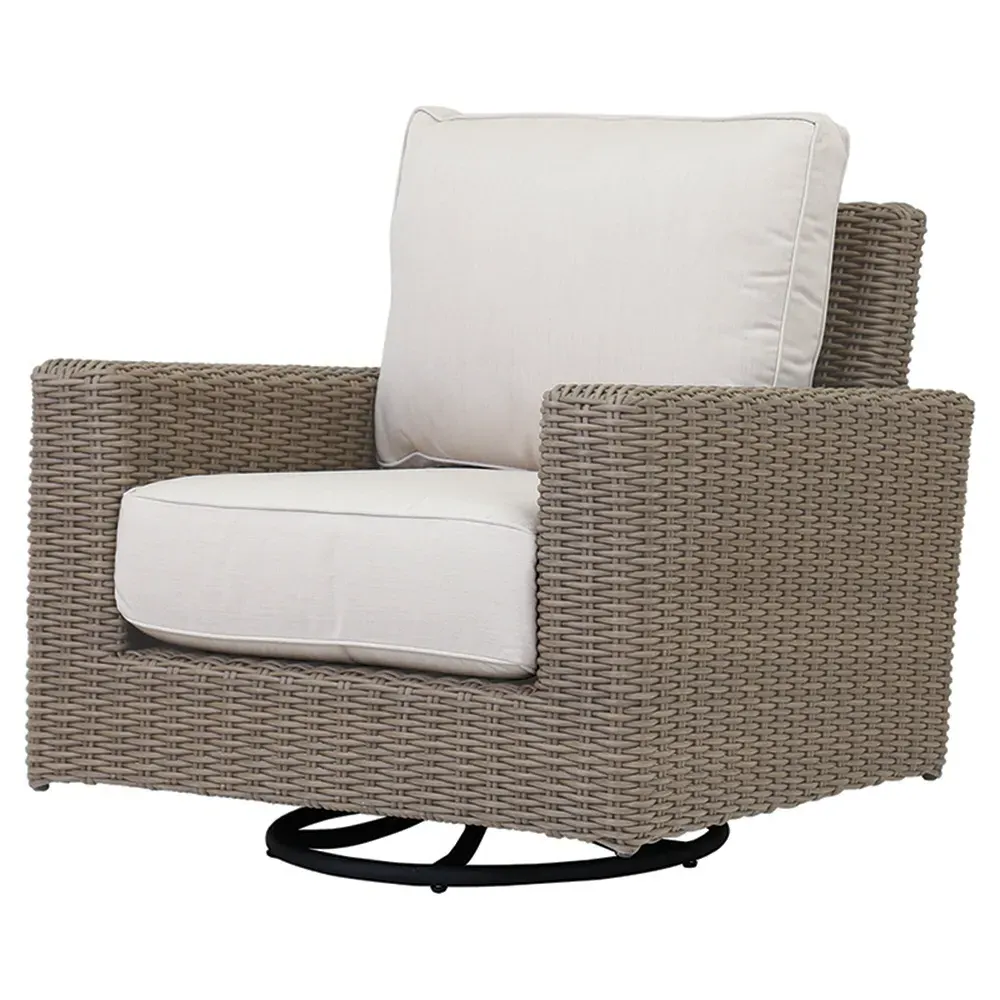 Yuna Outdoor Swivel Rocker Chair - Brown, Wicker