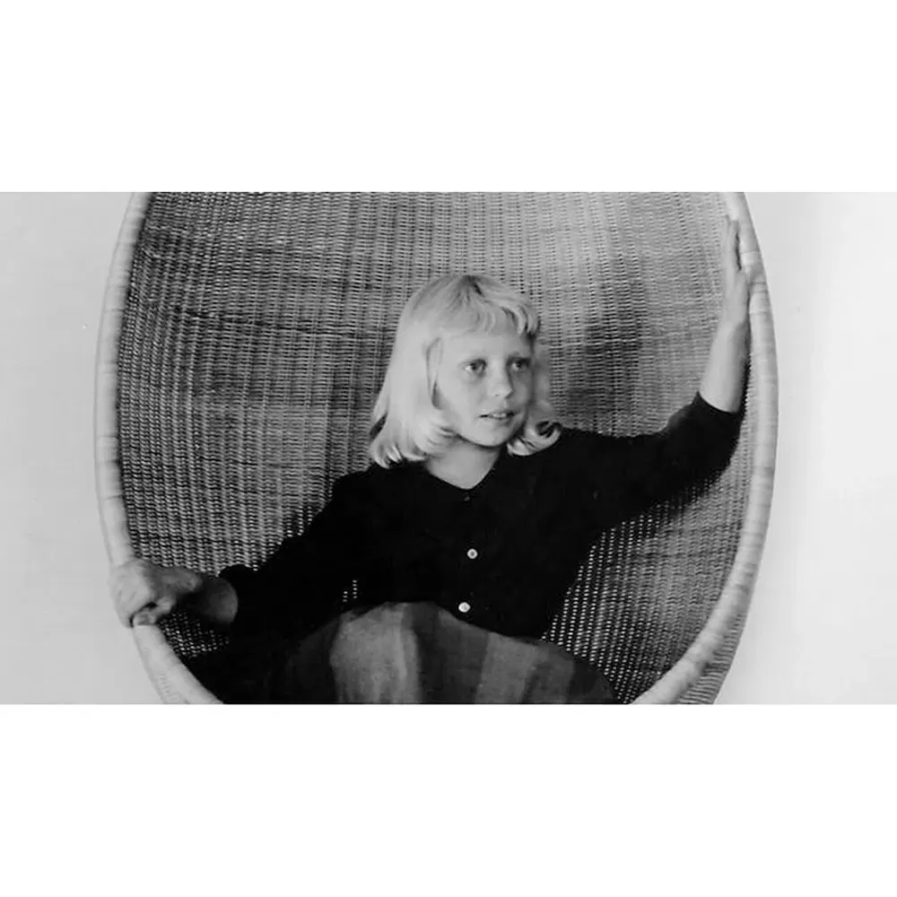 Yuri Hanging Egg Chair - White, Natural Rattan