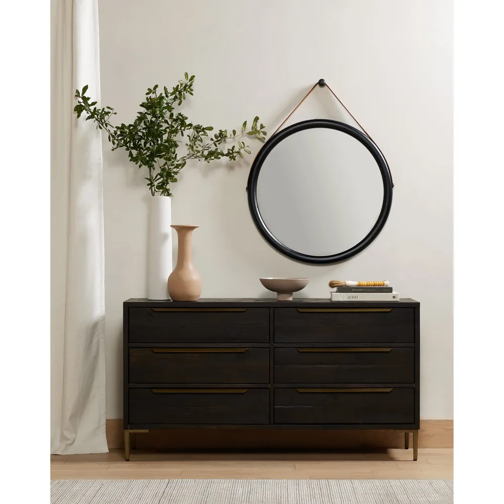 Yvette 6 Drawer Double Dresser - Dark Brown, Reclaimed Pine