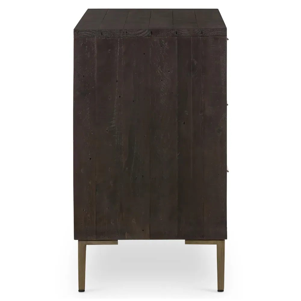 Yvette 6 Drawer Double Dresser - Dark Brown, Reclaimed Pine