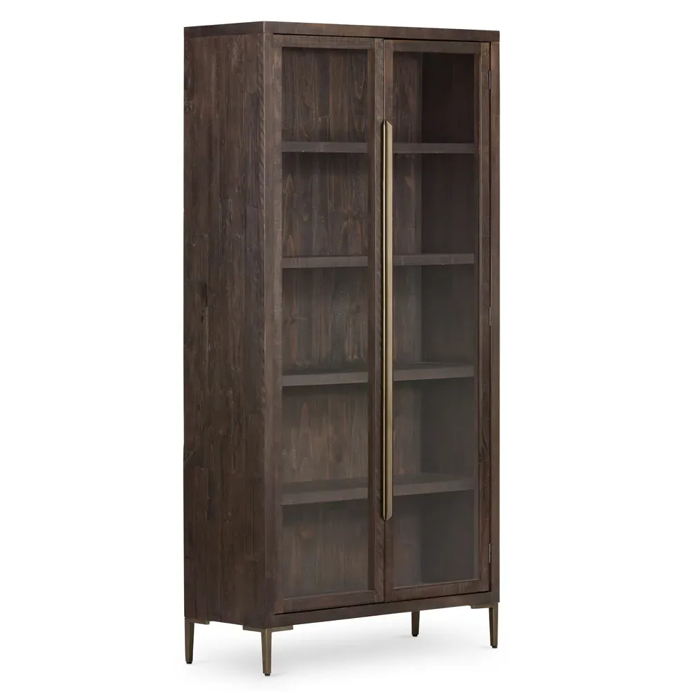 Yvette Glass Display Case - Dark Brown, Reclaimed Pine