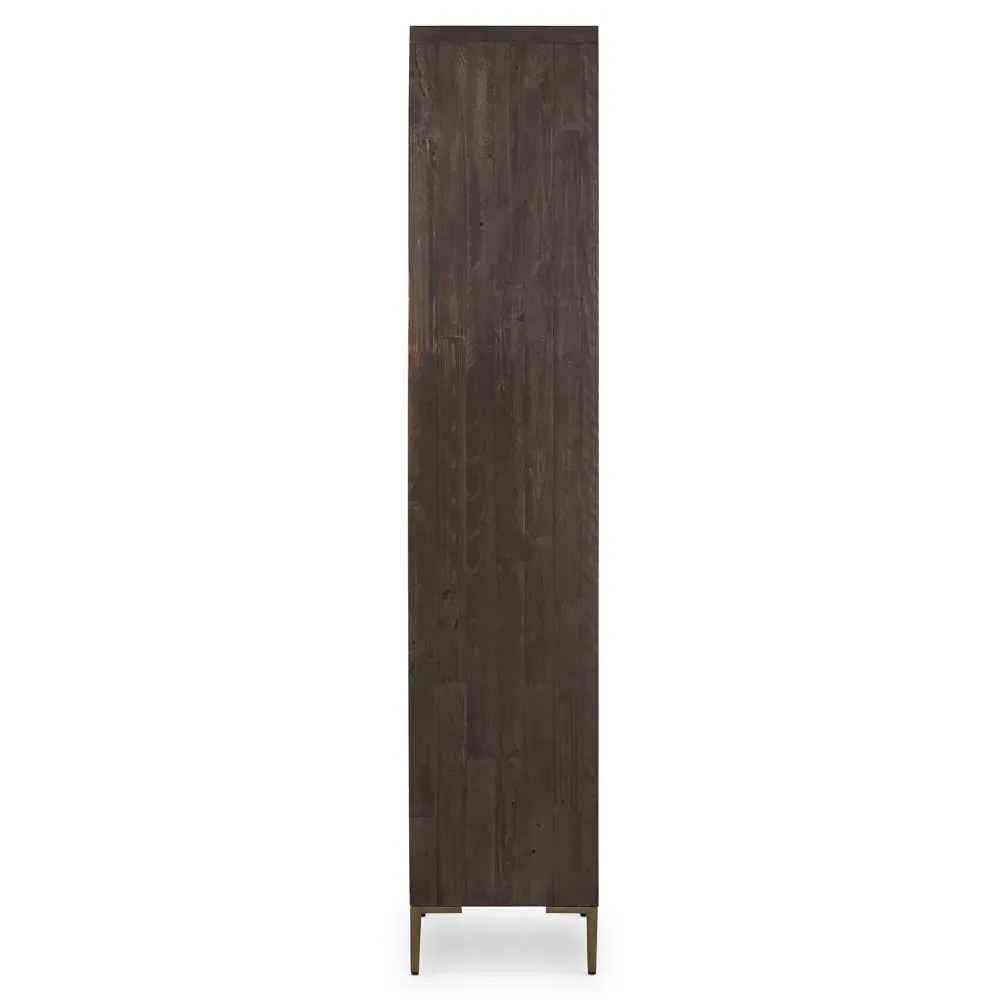 Yvette Glass Display Case - Dark Brown, Reclaimed Pine