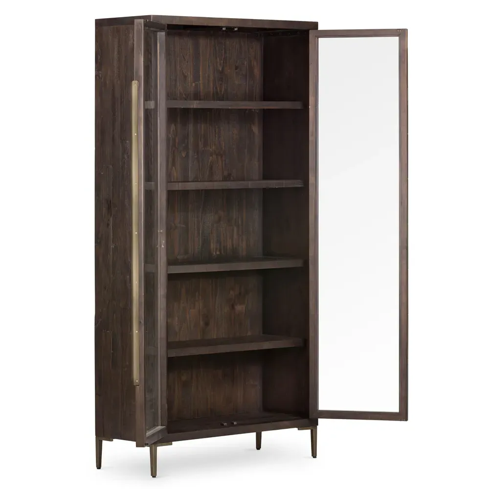 Yvette Glass Display Case - Dark Brown, Reclaimed Pine