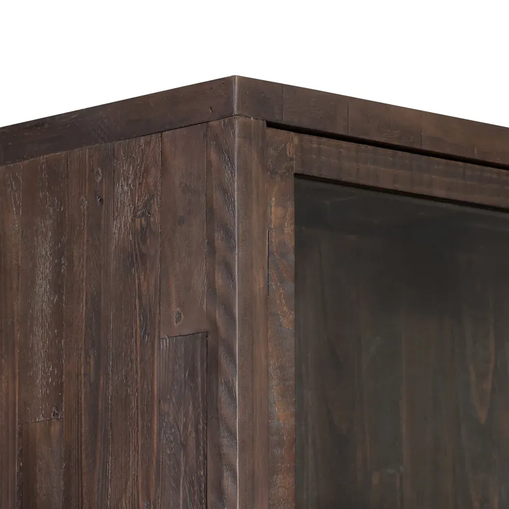 Yvette Glass Display Case - Dark Brown, Reclaimed Pine