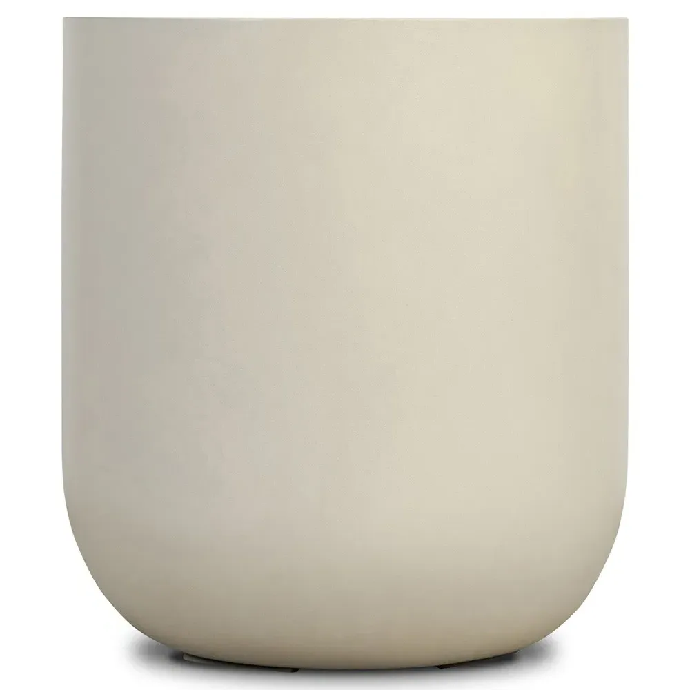 Yvonne Round Drum End Table - White, Concrete