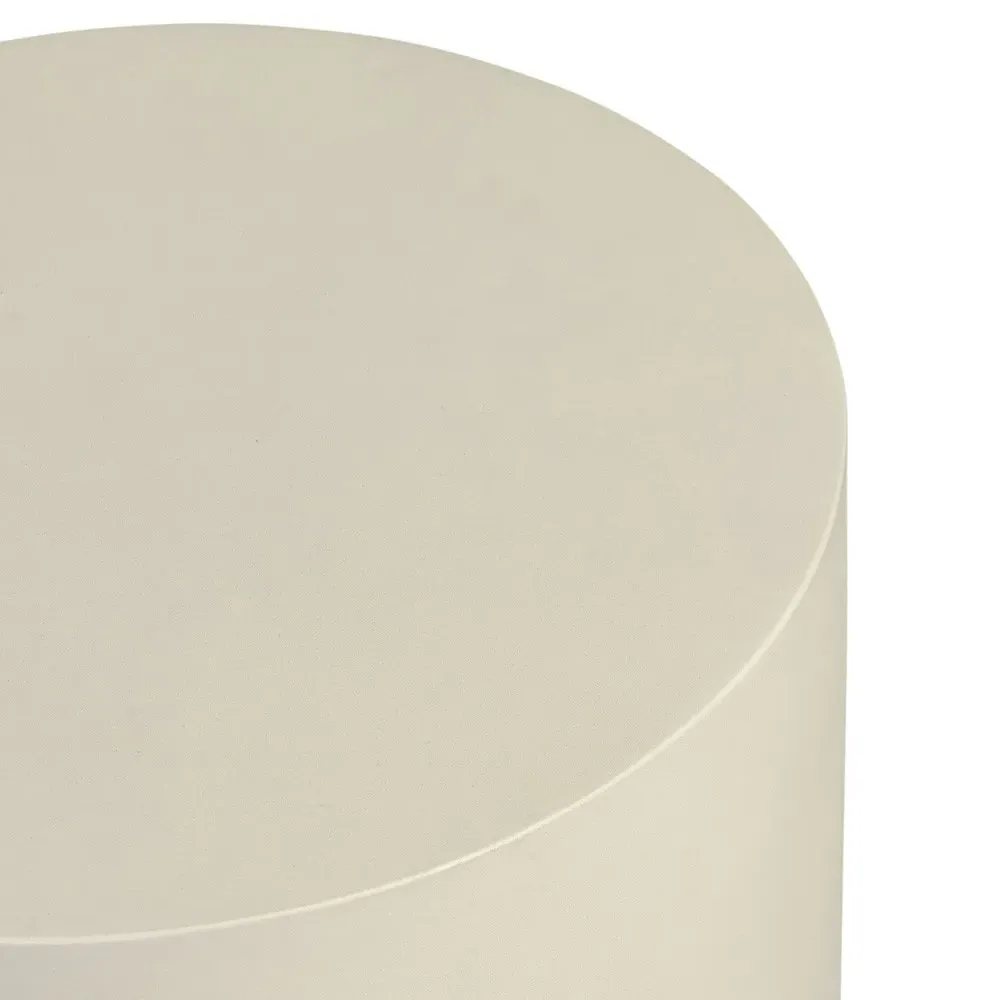 Yvonne Round Drum End Table - White, Concrete