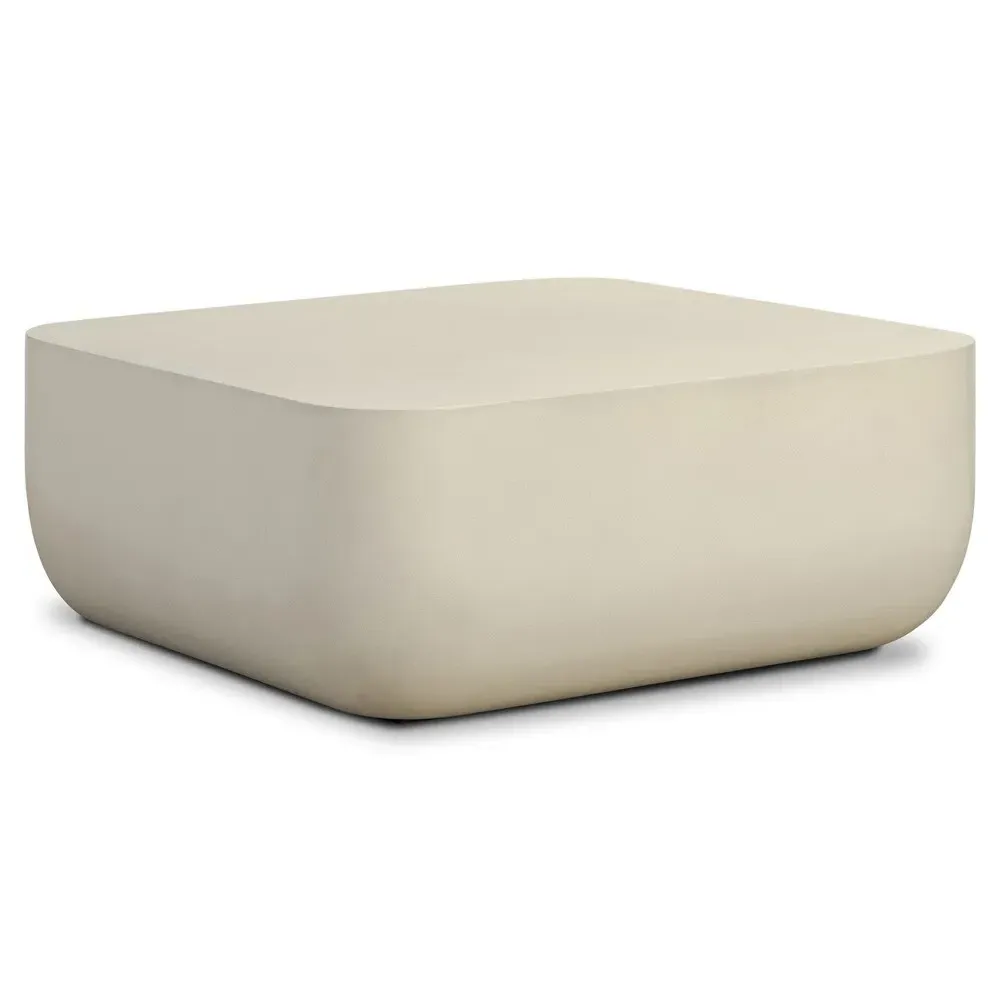 Yvonne Square Coffee Table - White, Concrete