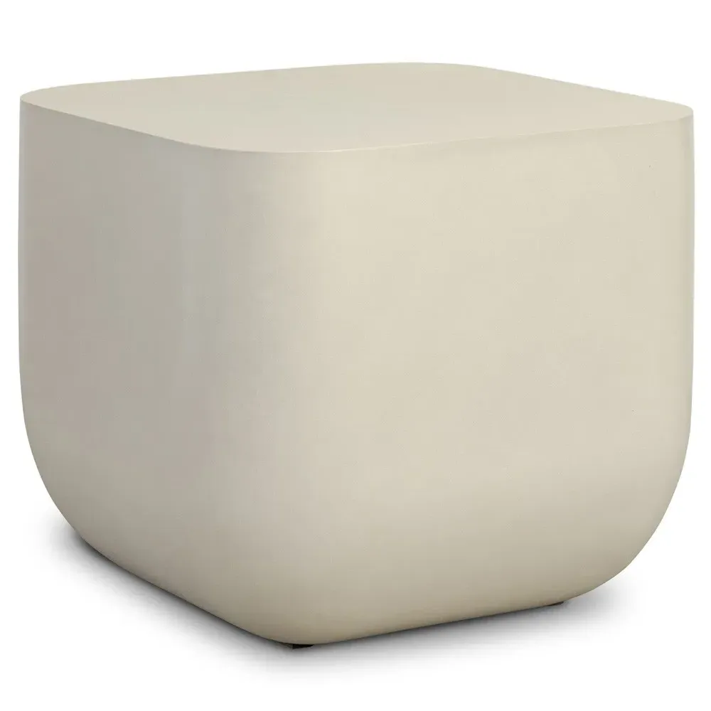 Yvonne Square End Table - White, Concrete