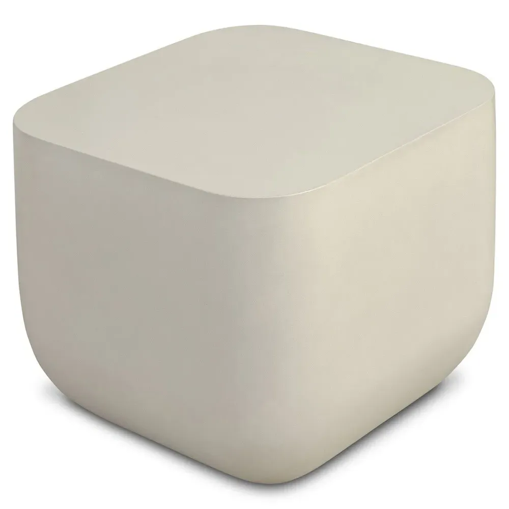 Yvonne Square End Table - White, Concrete
