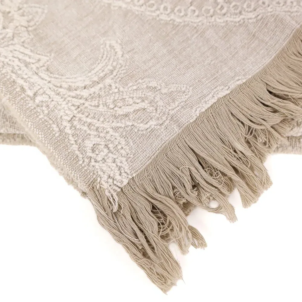 Yvonne Woven Throw Blanket - Beige, Cotton