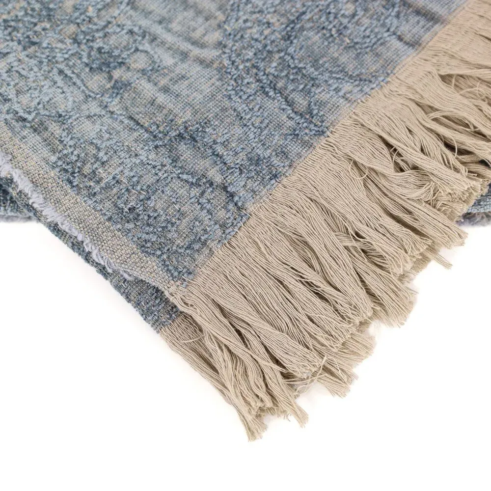 Yvonne Woven Throw Blanket - Blue, Cotton