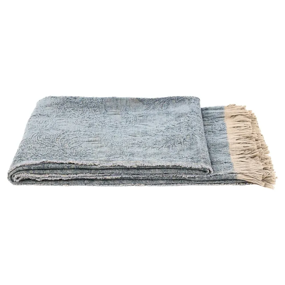 Yvonne Woven Throw Blanket - Blue, Cotton