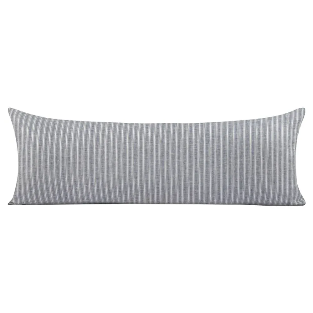 Yvora Striped Linen Lumbar Pillow - Light Blue image
