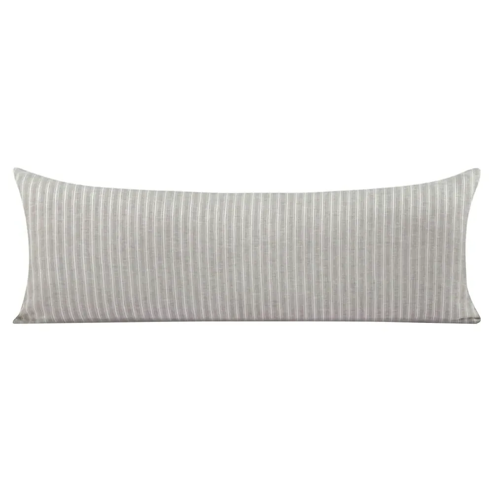Yvora Striped Linen Lumbar Pillow - Light Grey