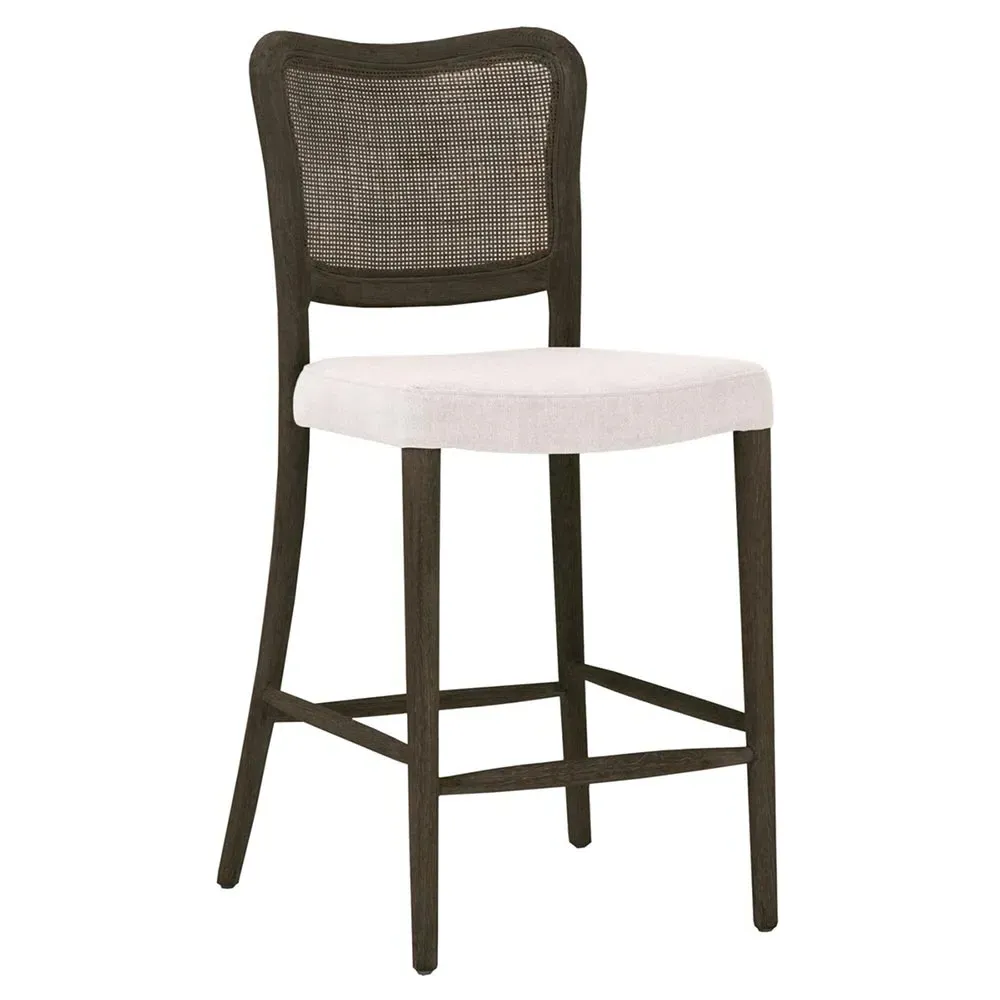 Zachary Cane Back Counter Stool - Dark Brown, Oak