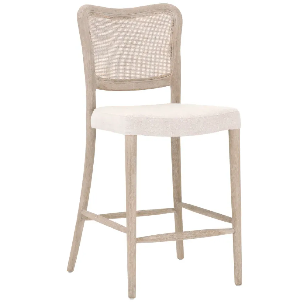 Zachary Cane Back Counter Stool - Natural Grey, Oak